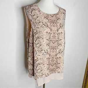 NWT Rose + Olive Pale Pink Snakeskin Python Print Sleeveless Lined Shell Tank